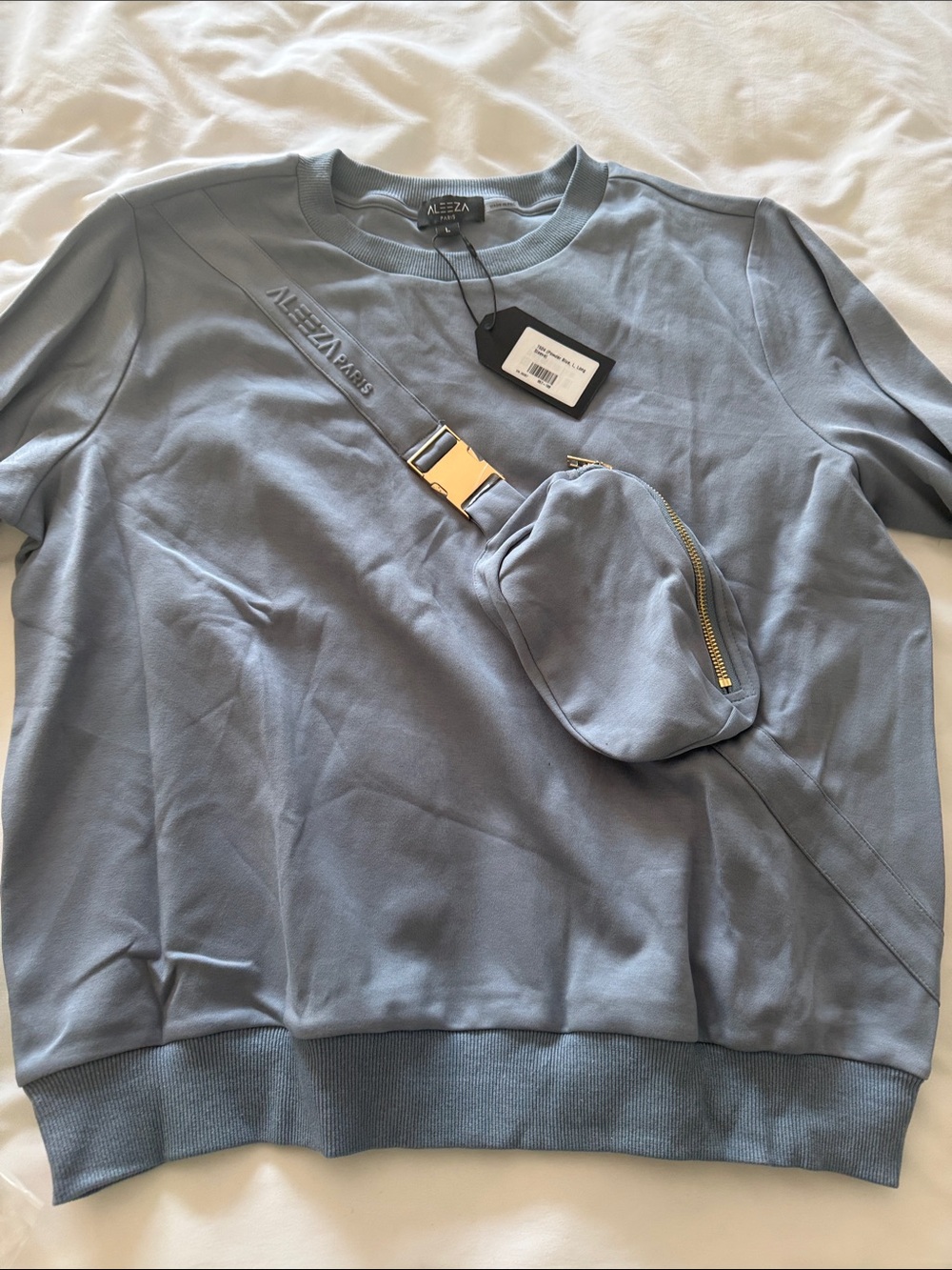 NWT Aleeza Paris L pocket shirt Awsome for moms or dog walkers  Powder Blue